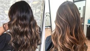 Highlights on long dark hair