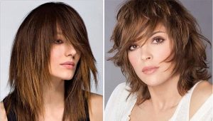 Haircut cascade with bangs for short hair