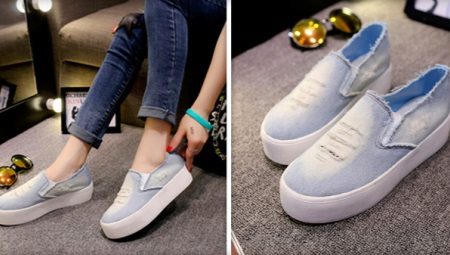 Denim slip-on sneakers