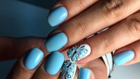 Manicure with butterflies and rhinestones: fashion trends and design examples