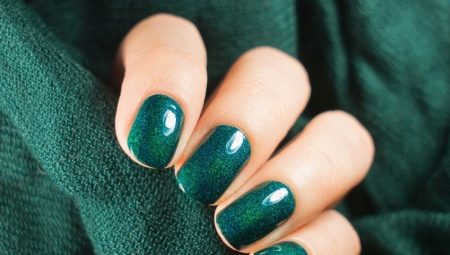 Manicure design options in shades of green