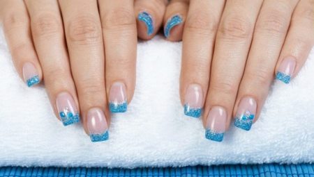 Blue french design on the nails