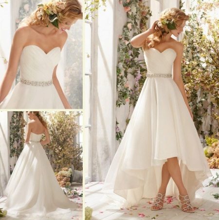 Simple wedding dress, short front and long back