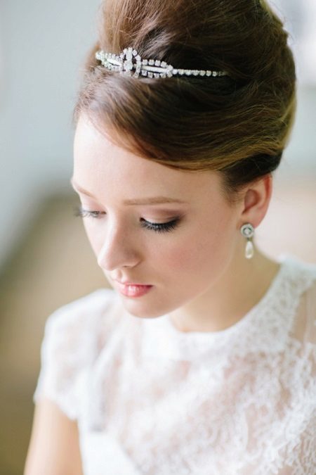 Hairstyle for a short bride with a small growth for a wedding