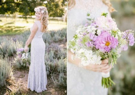 The image of the bride at a lavender wedding