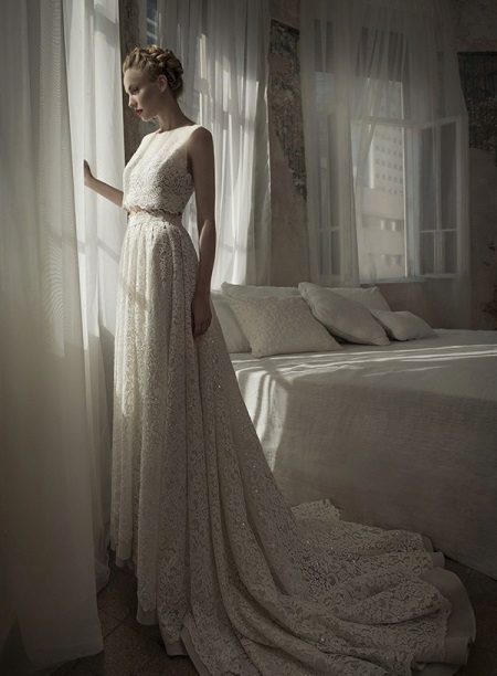 Wedding dress with a long train