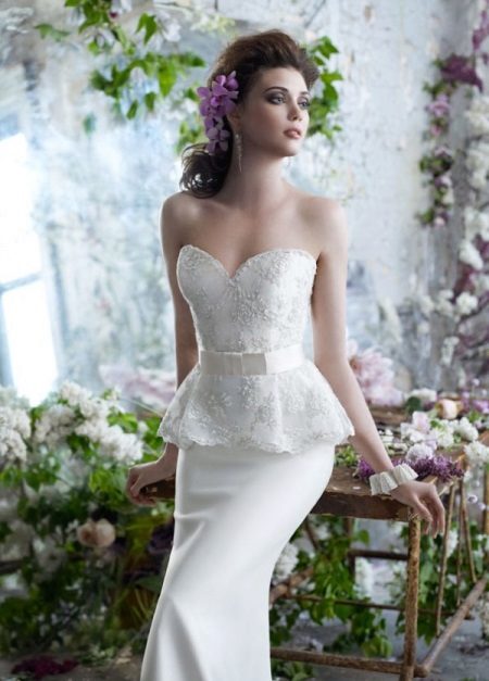 Wedding dress with lace peplum