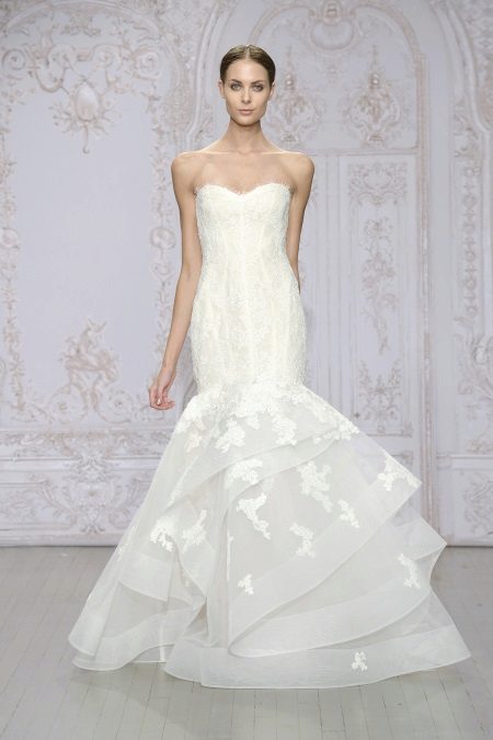 Wedding dress from Monique Lhuillier with frills