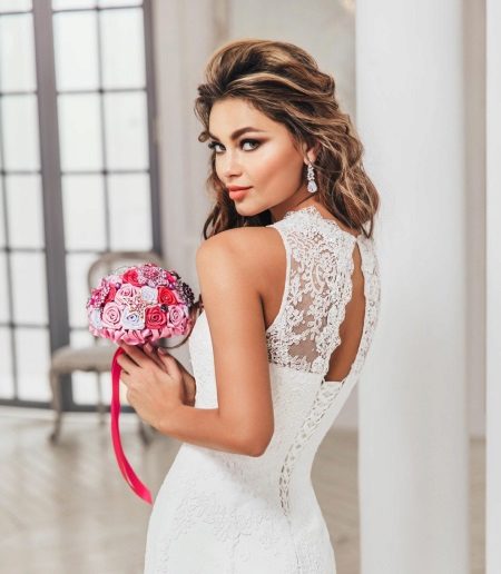 The image of the bride with an open back