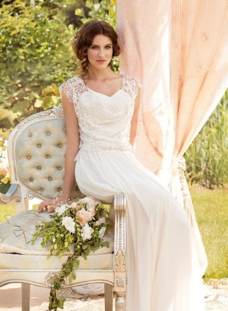 Wedding dress with lace inserts