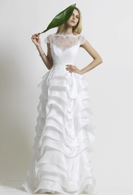 Wedding dress with closed transparent top