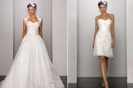 Wedding dress with removable straps