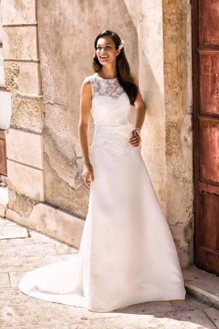 Wedding dress with lace top