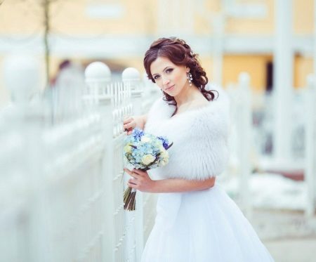 Wedding dress with fur coat