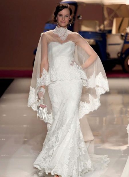 Wedding dress with poncho