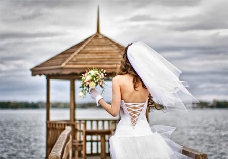 Wedding dress with a corset in lace