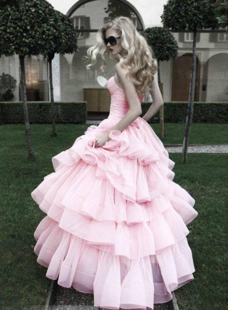 Pale pink wedding dress