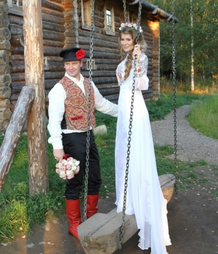 Wedding dress in Russian style