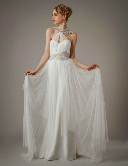 Wedding dress in Greek style with cross straps