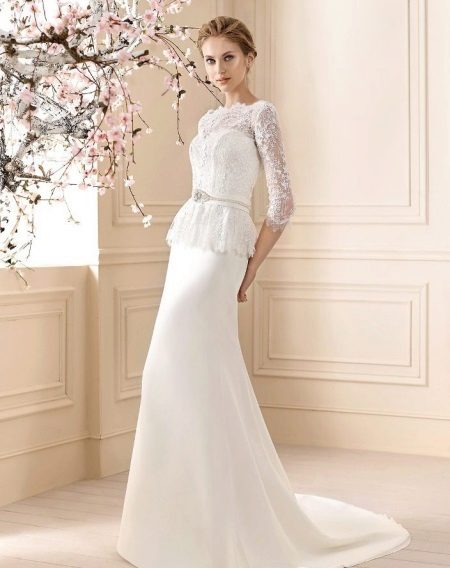 Wedding dress in retro style with lace top