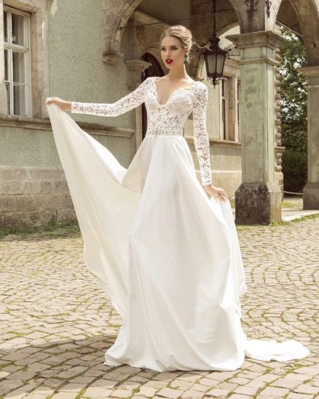 Wedding dress with lace top