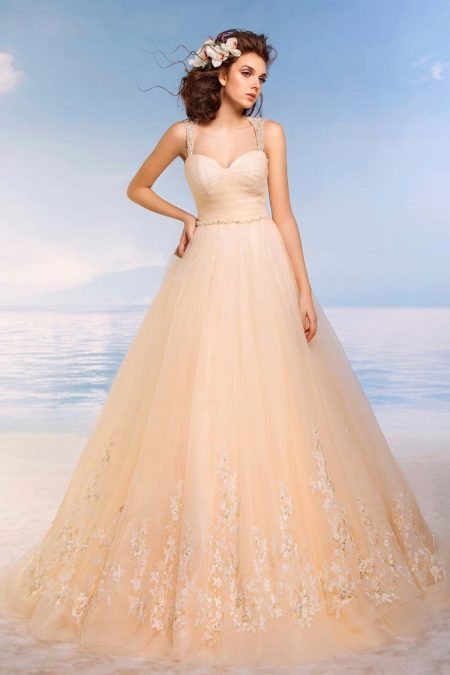 Gorgeous peach color wedding dress