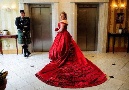 Red wedding dress for full