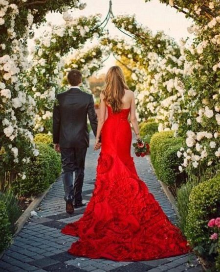 Red Wedding Dress with Mermaid Train