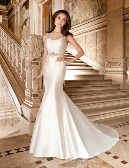 Satin wedding dress with a train