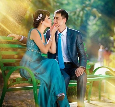 Wedding color dress and groom's dress