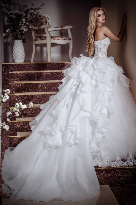 Magnificent wedding dress with a train