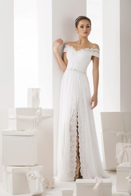 Wedding dress with a slit