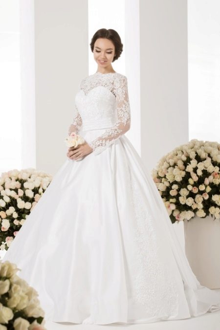 Closed wedding dress from cornflowers