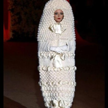 Crocheted Yves Saint Laurent wedding dress