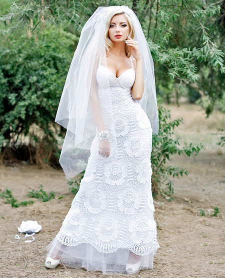 Crochet knitted wedding dress