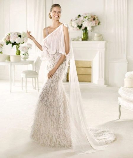 Wedding dress with fringe