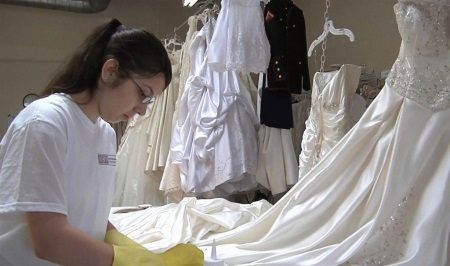 The process of cleaning a wedding dress