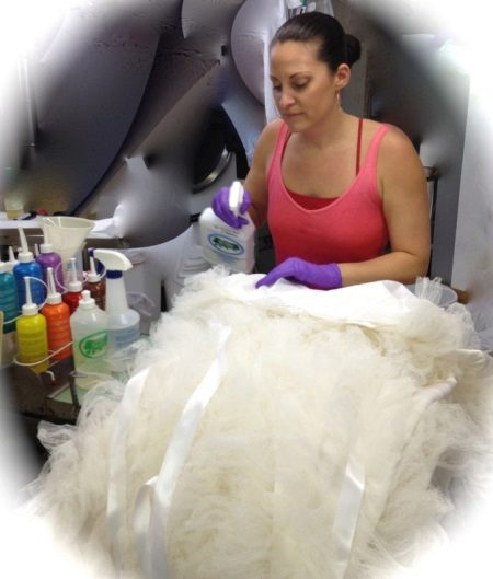 Remove stains from a wedding dress