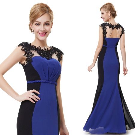 Blue and black evening dress