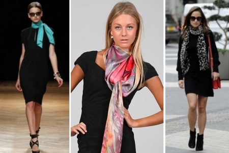 Dresses in business style complemented by neck scarves