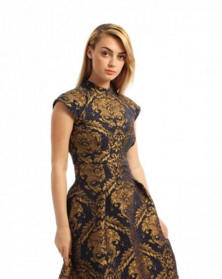 Dress in oriental style with a gold print