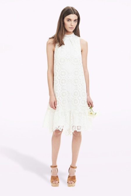 Summer white dress from guipure