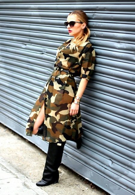 Medium length camouflage safari dress