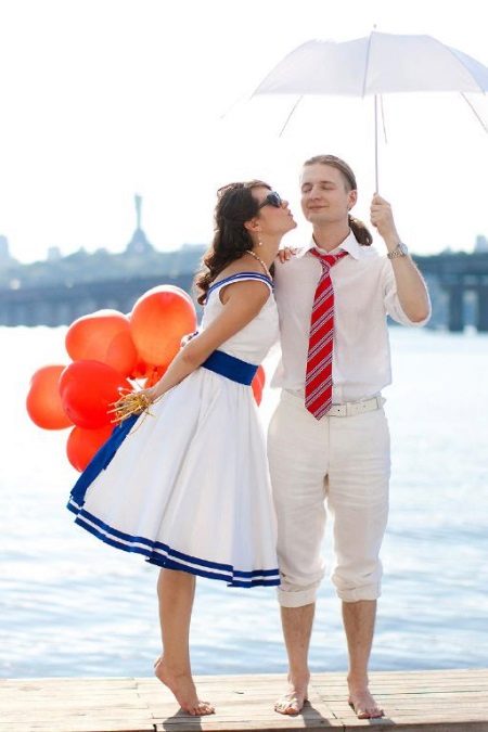 Wedding dress in nautical style