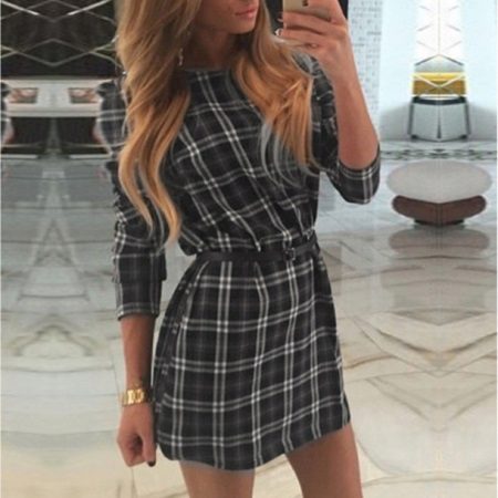 Black and gray checkered dress