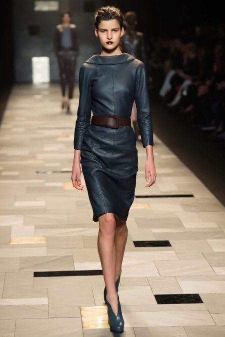 Eco-leather dress with sleeves