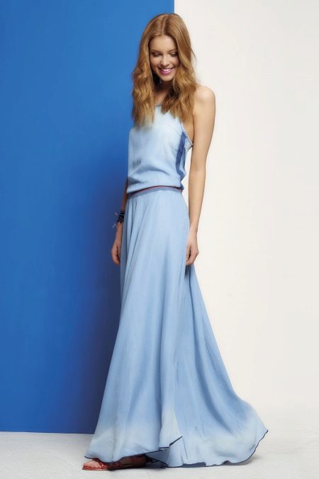 Blue crepe de chine dress