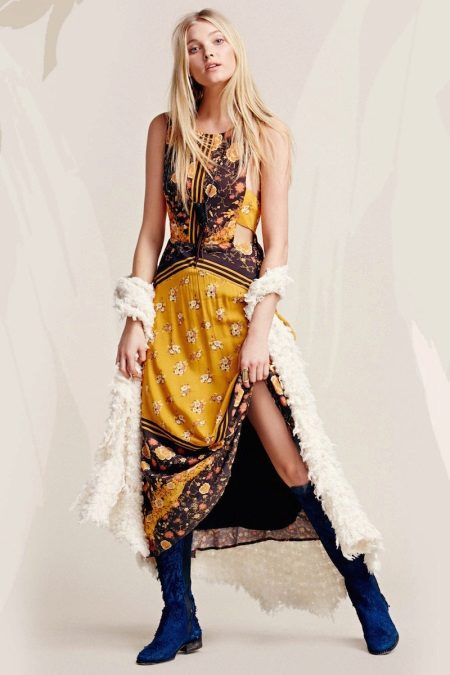 Dress in the style of boho yellow