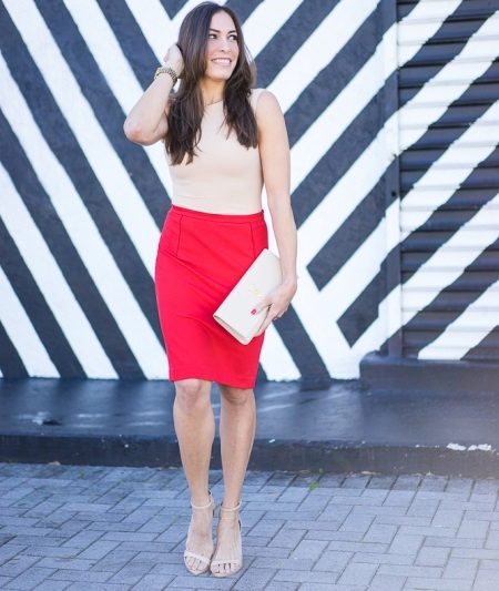 Red pencil skirt