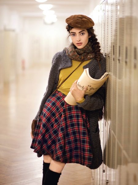 skirt with a high line in the fall